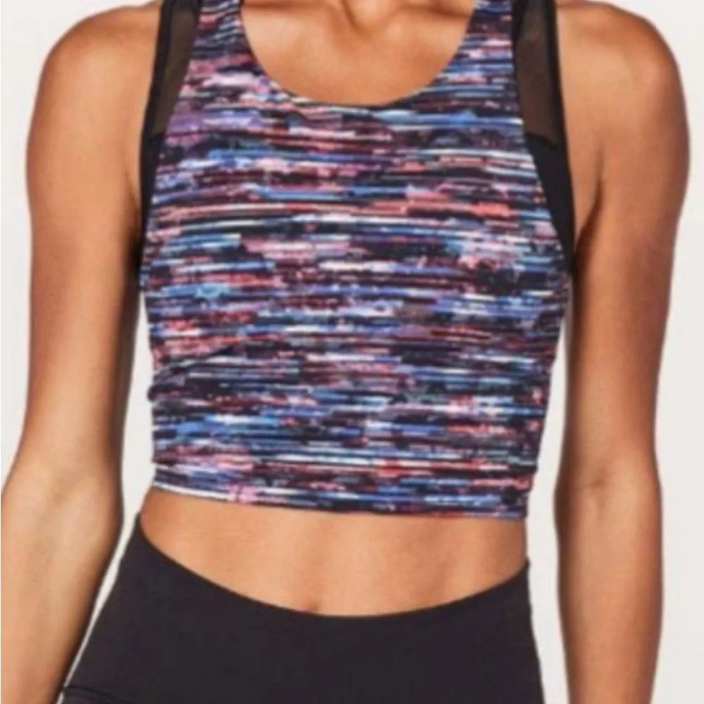 Lululemon break free tank Nulux hinshu alpine multi/black yoga athletic top Sz 6